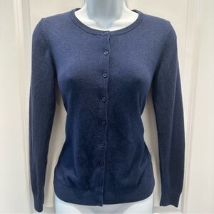 Old Navy Navy Button-Front Crew Cardigan